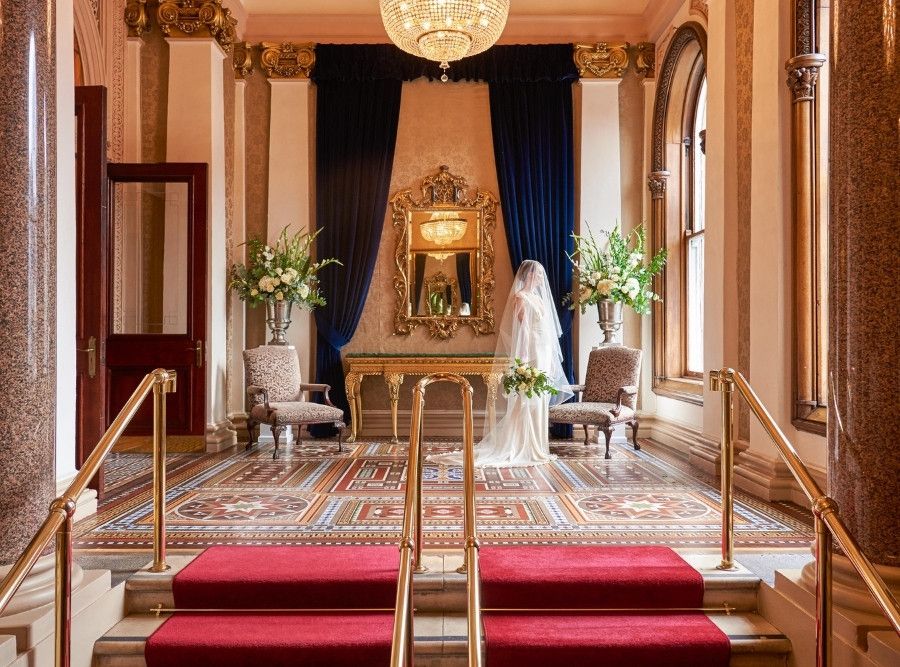 Bride in The Banking Hall Private Entrance