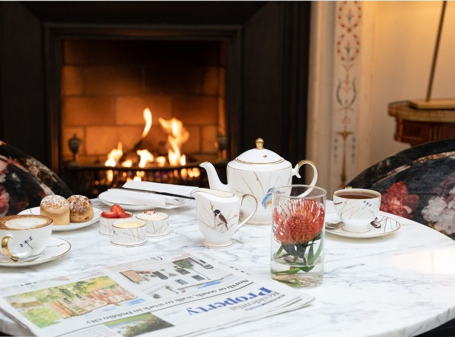 Afternoon Tea by the fireplace